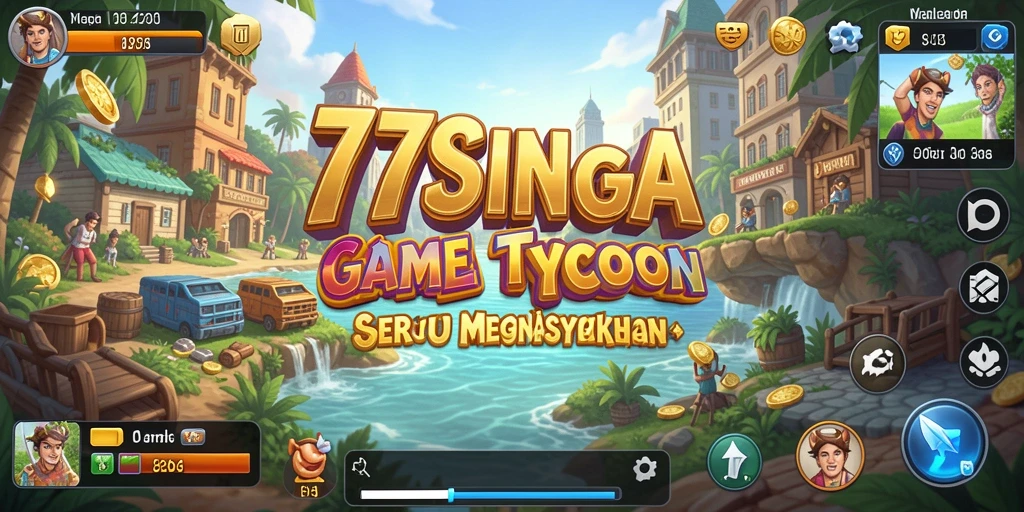 Tampilan gameplay seru dari 77SINGA yang menampilkan manajemen bisnis.