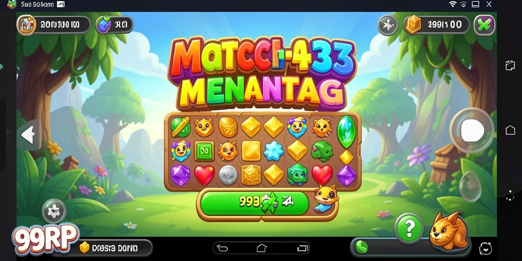 Screenshot gameplay 99RP yang menampilkan aksi mencocokkan permata.