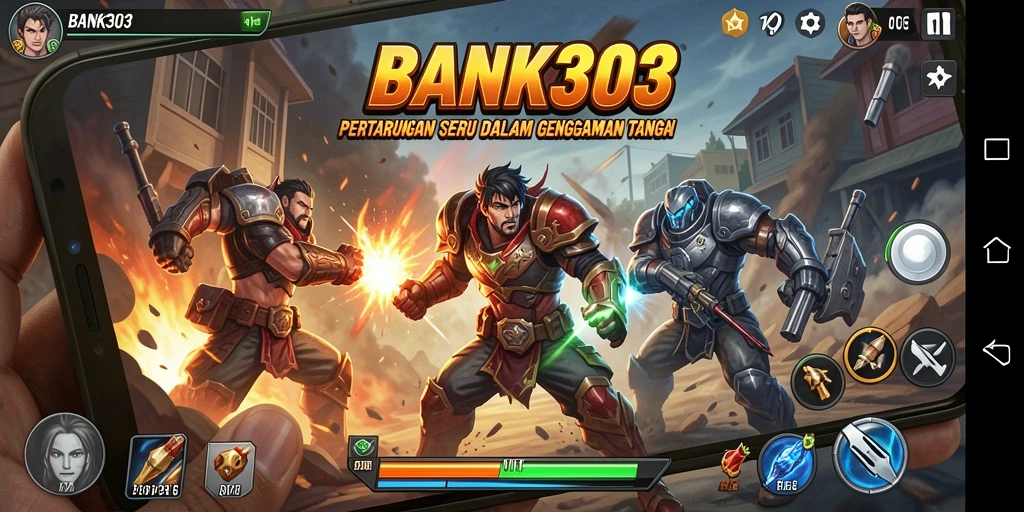 Gameplay seru BANK303 dengan pertarungan intens di arena.