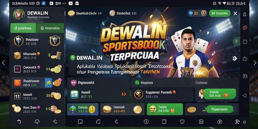 Tampilan antarmuka pengguna DEWALIN selama taruhan olahraga.