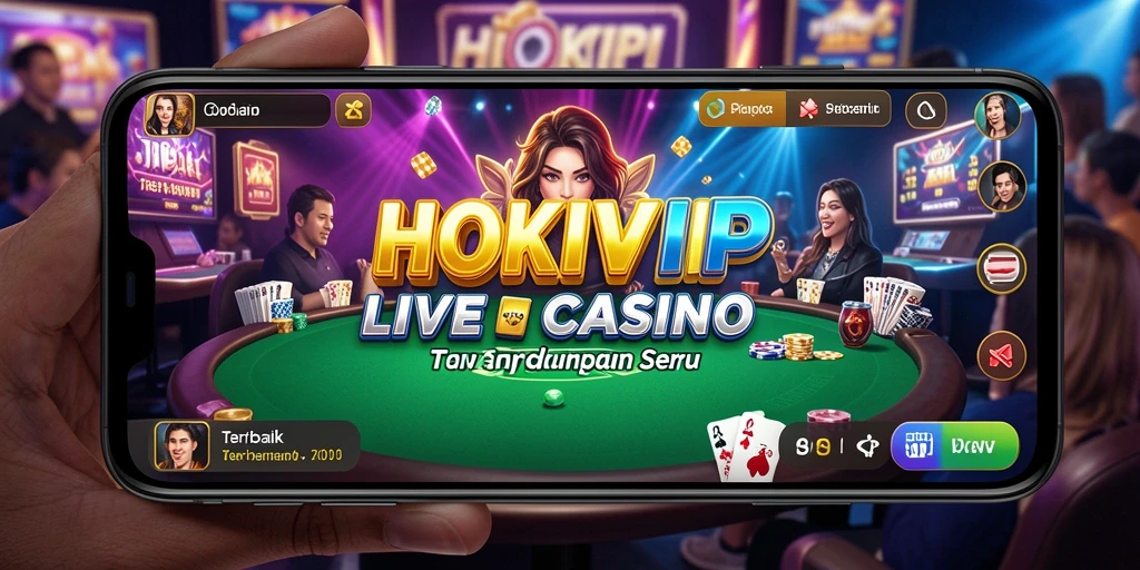Tampilan gameplay HOKIVIP dengan dealer langsung dan suasana kasino yang nyata.