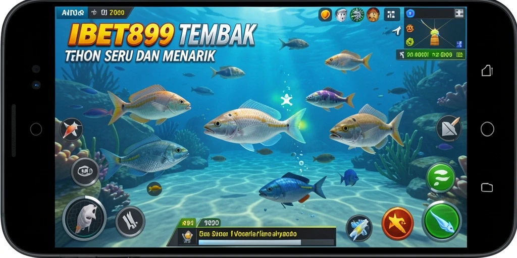 Screenshot IBET899 menunjukkan aksi seru dalam menembak ikan.
