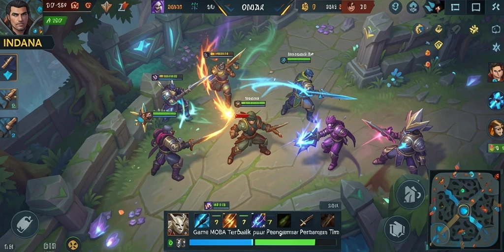 Screenshot INDAAA menampilkan pertarungan epik antar tim MOBA.