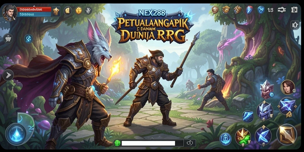 Tangkapan layar NEX288 menampilkan aksi pertempuran epik dalam RPG.