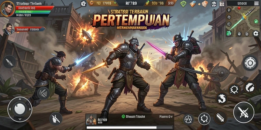 Screenshot gameplay RR789 menunjukkan strategi pertempuran yang intens.