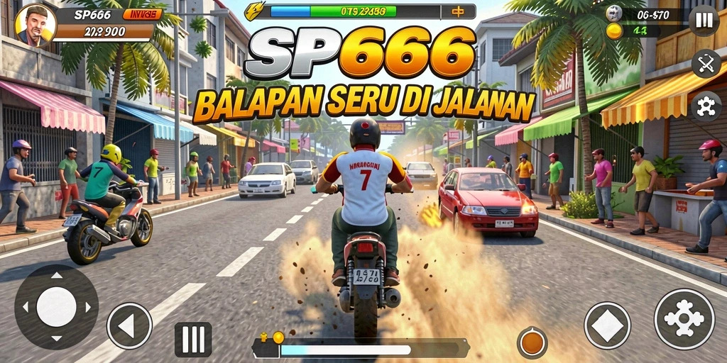 Tampilan gameplay <strong>SP666</strong> yang mendebarkan dan seru saat balapan.