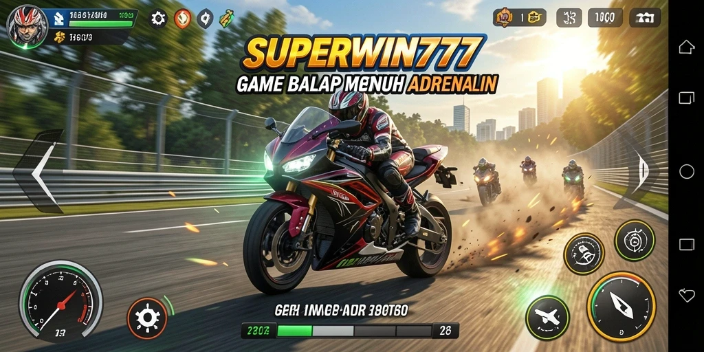 Tampilan menarik dari gameplay balap motor SUPERWIN777.